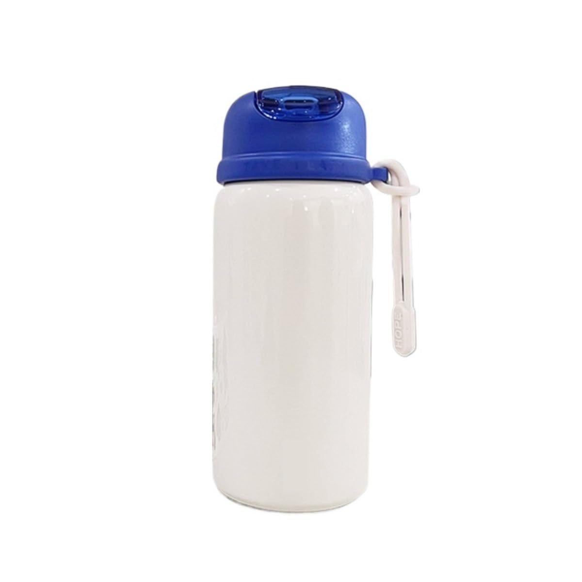 Trinkflasche Wasserflasche Tragbarer Edelstahl-Thermosbecher, Haushalts-Wasserbecher Aus Verdicktem Stroh Trinkflasche Fitness(White)