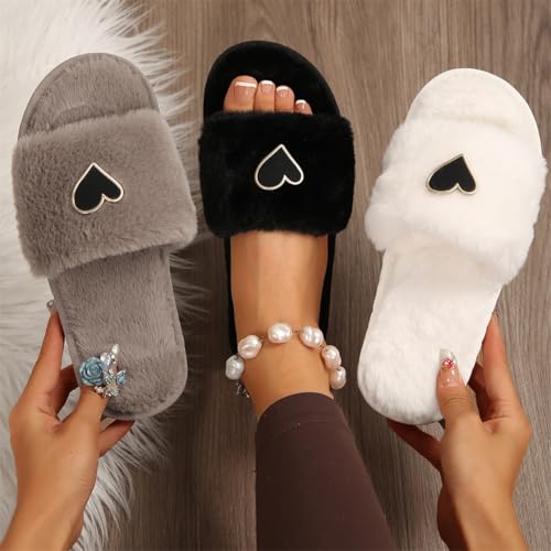 Alloy Hearts Home Slippers for Women Men Indoor Cozy Fuzzy Open Toe Bedroom Slipper3