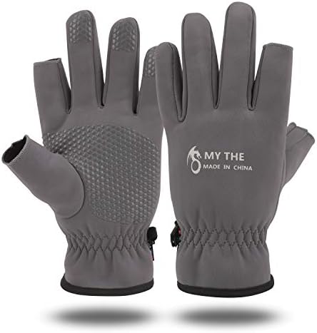 QKURT Winter Fishing Gloves, 2 Cut Finger Waterproof Fishing Gloves Use for Hunting Fishing Cycling Camping