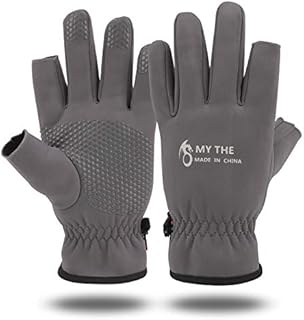 QKURT Winter Fishing Gloves, 2 Cut Finger Waterproof Fishing Gloves Use for Hunting Fishing Cycling Camping