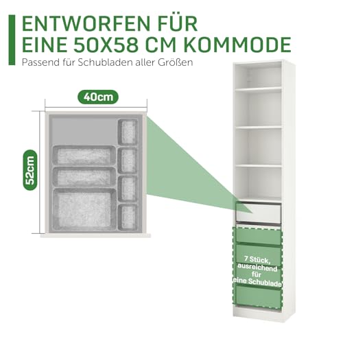 Captainfive 7 Stück Schubladen Organizer für 50x58 cm Schubladen, Stapelbare Filz Aufbewahrungsboxen, Schubladen Ordnungssystem für Schreibtisch, Schminktisch, Nachttisch, Schrank (Hellgrau)