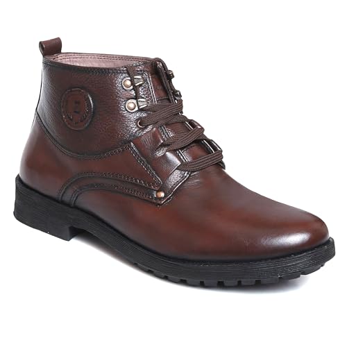 Image of Zoom Shoes ZA-4701 Men's Genuine Leather High Ankle Boots | Stylish Lace-Up Design | Cushioned Insole for Comfort | Durable & Trendy for Everyday Wear