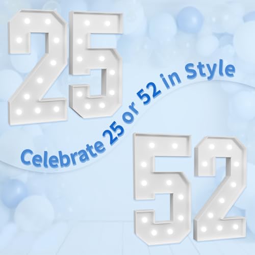 Image of imprsv Marquee Numbers Large 52nd-Birthday Decorations: 4ft Light Up Number