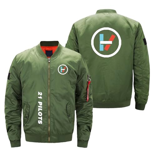 JOSHES Chaqueta Aviador 21 Pilo-TS, Antiviento Chaqueta, Primavera Otoño Verano Cazadoras Caballero-Green||M