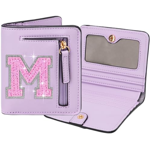 Image of Birthday Gifts for Teen Girl Kids Wallet Girl Wallets Small Initial Rfid Wallet Teen Girls Gift Preppy Stuff for Girls Purple M