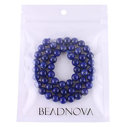 Image of BEADNOVA Blue Lapis Lazuli Beads Natural Crystal Beads Stone Gemstone Round Loose Energy Healing with Crystal Stretch Cord for Jewelry Making (4mm, 90-92pcs)