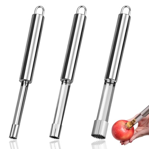 Apfelentkerner Set 3 Stück,Edelstahl Apfelausstecher,Entfernt Kerne von Äpfeln & Birnen,3 Größen (2, 1.4, 1 cm),Mit Aufhängeöse,Küchenhelfer