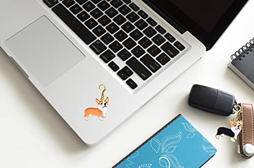 JKJF 10 sztuk uroczych zawieszek z psem Corgi Dog Breloczek do kluczy Corgi Dog Tag dla miłośników zwierząt - czarny i żółty, rozmiar uniwersalny