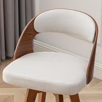 Barstools Set of 2,Counter Height Bar Stools for Kitchen Island,26.8 Inch Modern Upholstered Bar Chair, Swivel Counter Stools with Wood Back and Bamboo Legs (Beige-Fabric)