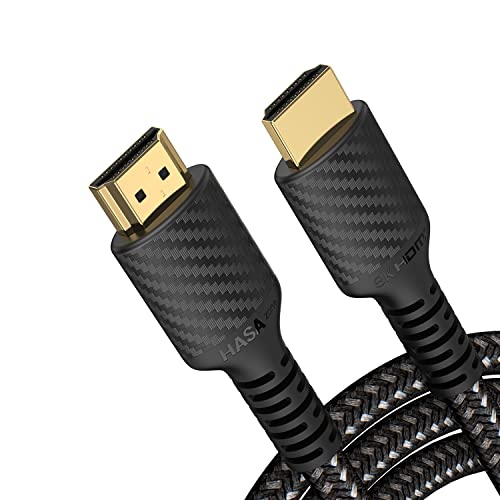 HASA zone 8K HDMI 2.1 Kabel 4M, 48Gbps Ultra High Speed HDMI Kabel mit Offiziell Zertifiziert, 8K@60Hz 4K@120Hz 144Hz HDCP 2.2 & 2.3 4: 4: 4 eARC HDR10, HDMI Arc Kabel Nylon Geflochten Mit Prüfbericht Cover