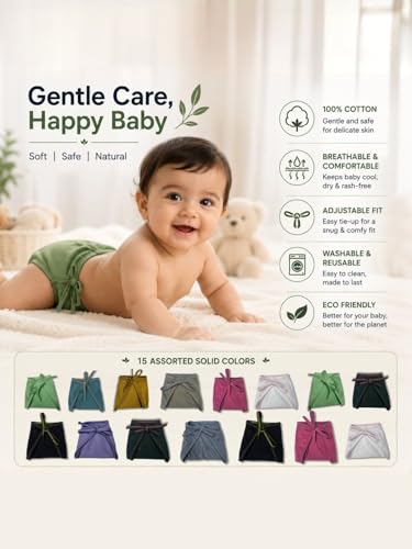 Image of Rigo Baby Cotton Cloth Diapers | Reusable Adjustable Nappy | Pack of 15