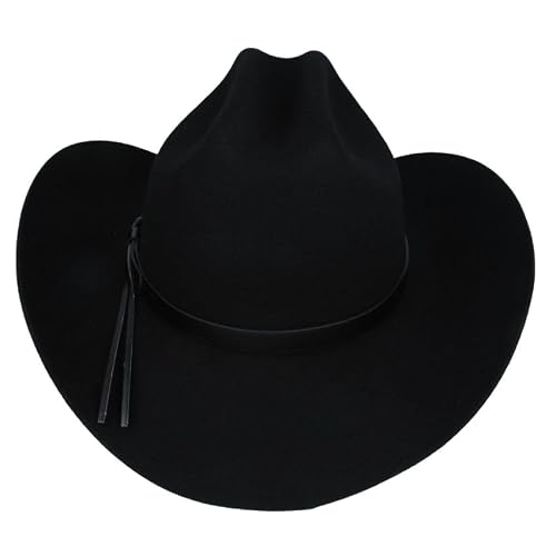 Xposed Mens 100% Pure Wool Stiff Cowboy Hat Outback Cattleman Wide Brim Western Rancher [CY313BLK-BLACK-L]