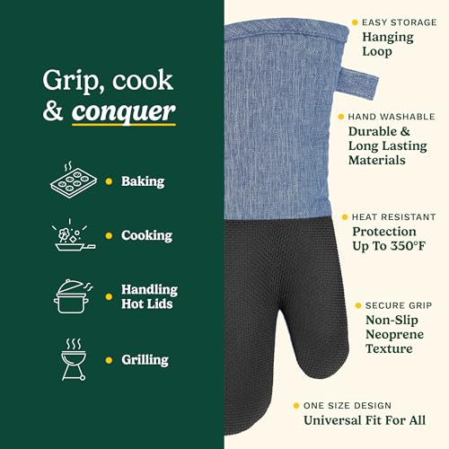 Image of Cuisinart Chambray Kitchen Oven Mitts, Heat-Resistant, 2-Pack, 7 inchx13 inch