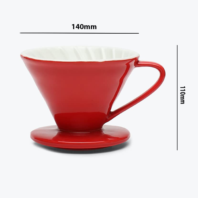 Image of inchTHE BARISTA CUP inch Ceramic V60 Coffee Dripper Cup | Size 02 (3-4 Cups) | Pour Over Drip Coffee Maker | Funnel Cut Use With Conical Filter Papers | Slow Manual Brew | Strong Smooth Flavour (Black)