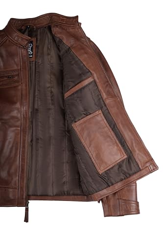 Image of Decrum Leather Jacket Men - Cafe Racer Style Real Lambskin Leather Jackets For Men