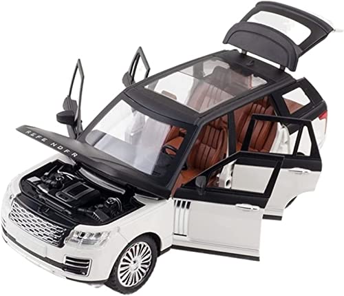 Image of 1:24 Metal Land Rover SUV Alloy Diecast Model Car Pull Back Vehicle with Openable Doors, Sound & Light, Toy for Kids Boys Girls, Collectible Die-cast Model Car (White)