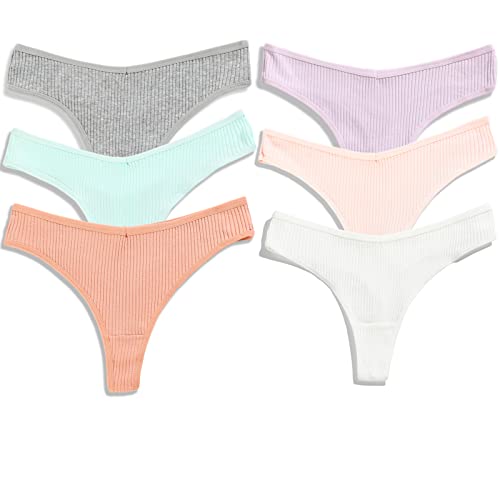 Cmfybra Thongs For Women Cotton G-Strings Sexy Underwear Breathable Soft Stretch Thong Panties M-Xl V String, Pack Of 6 Or 8 (L Size 6 String) #TOP26