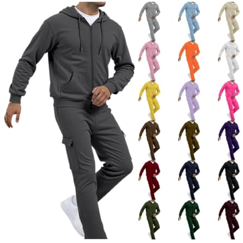 XINGJIAARTS Mens Track Suits 2 Piece Set Hoodie Jackets with Zipper and Pants Jogging Suit Athletic Tracksuit Sports Outfits Dark Gray Small - image 1