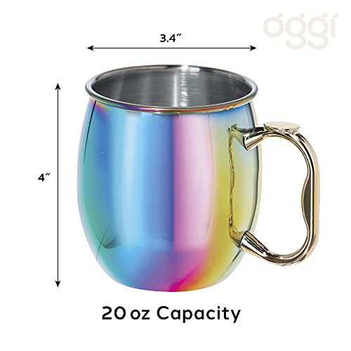 Oggi Stainless Steel Moscow Mule Mug - 20 Oz, Rainbow With Ez-Grip Handle #TOP3