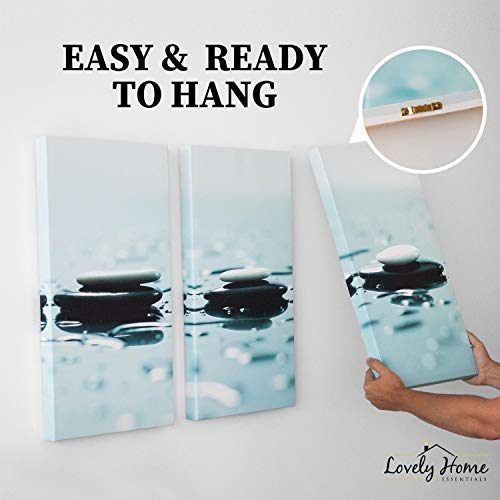 Large Zen Wall Art Decor - 3 Piece Set, 36X48 Inch Decorative Framed Relaxing Stones Canvas Art Multi Panel Split Prints For Living Room, Kitchen, Bedroom, Office & Home Decor Gift #TOP4