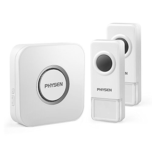 Wireless Doorbell PHYSEN B9 Waterproof Door Chime with 2 Push Buttons & 1 Plug in Receiver,1000 Feet Wireless Range,5 Adjustable Volume Levels and 58 Chimes,Mute Mode,No Battery Required for Recevier