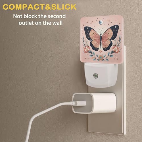 Image of Butterfly Night Light, Boho Butterfly Flower Plug-in Wall Led Night Lights Decor for Boys Girls Room Decor,Nightlights with Light sensors 0.5W