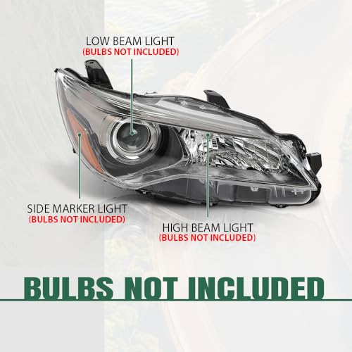 Image of GRAND ORANGE Right Headlight Compatible with Toyota Camry 2015-2017 TO2503222 TO2502222 TO2503223 TO2502229 TO2503229 8111006860 8115006C70 8111006C70 Clear Lens Black Housing Amber Reflector