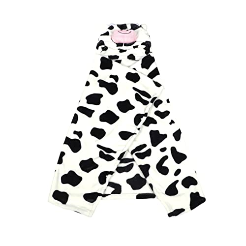 Image of Toyvian Baby Hooded Towel Kid Bath Towel Baby Cow Pattern Flannel Washcloth Baby Shower Gifts for Kids Toddlers Newborn 70x100CM