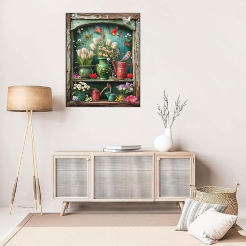 Image of WUSARPLY Rustic Flowers Stamped Cross Stitch Kits for Beginners Adults | Bird Needlepoint Counted Cross Stitch Kits for Adults Patterns Dimensions Needlecrafts Embroidery Kits Arts and Crafts