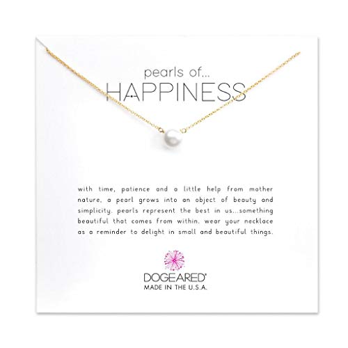 Dogeared Pearls Of Happiness, Small White Pearl, Gold Chain Necklace, 16"+2.5" Extender #TOP1