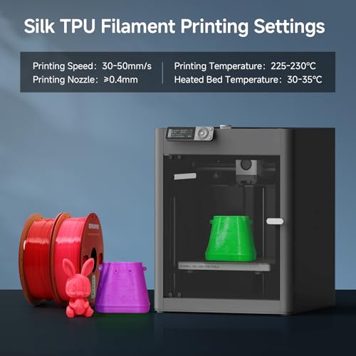 Image of Reprapper Silk TPU Filament, 95A Shore Hardness, 1kg TPU 1.75mm, Elastic 3D Printer Filament, Flexible & Soft Filament for 3D Printer (± 0.03mm) 2.2lb, Green