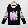 Cute Ghost Long Sleeve T Shirts for Women Casual Graphic Tees V Neck Blouse Tops 2XL #2