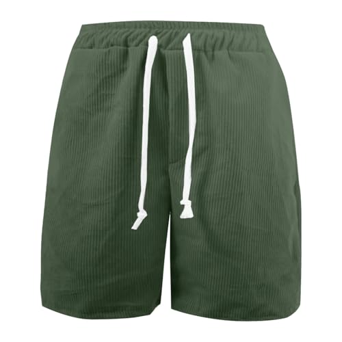 Corduroy Shorts Men Casual Elastic Waist Drawstring Bermuda Short Lightweight Lounge Striped Pajama Pants4