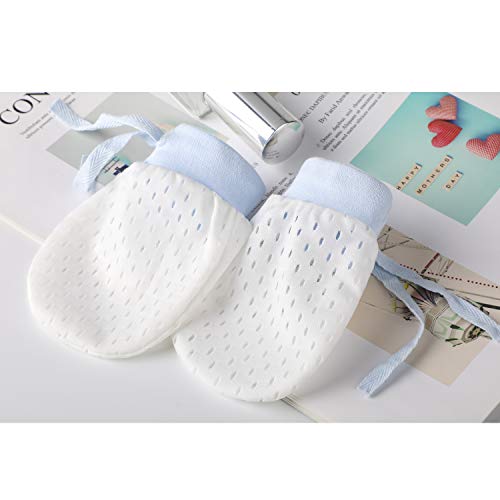 Hifot Newborn Baby Mittens No Scratch Mittens 3 Pair, Infant Toddler Boys Girls Soft Adjustable Anti Scratch Cotton Gloves Mittens for Baby Care (Style 2) - Thumbnail 3