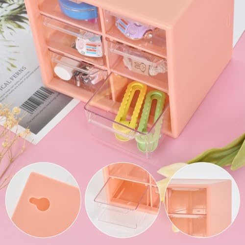 Bastelbox Aufbewahrung mit 6 Schubladen- Durchsichtige & Weiße Schubladenbox Schreibtisch für Makeup/Schmuck/Bürobedarf/Stifte Organizer, Schlafzimmer Badezimmer