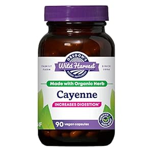 Oregon’s Wild Harvest Non-GMO Cayenne Capsules, Organic Herbal Supplements, 90 Count