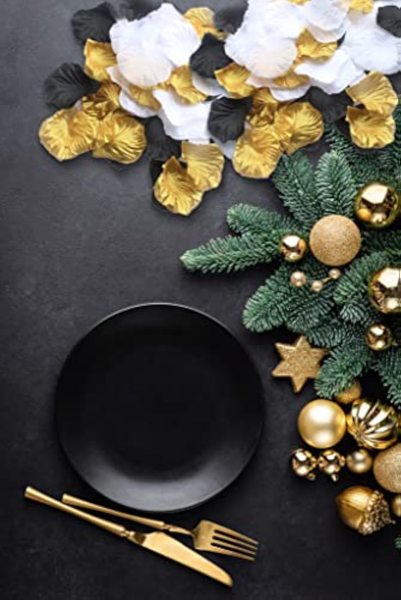 900 Pack Mixed Gold Black White Silk Rose Petals