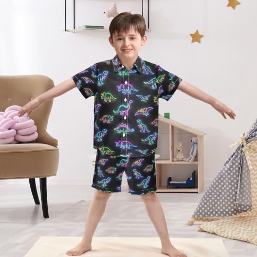 Image of 3T Toddler Boy Shorts Set Teal Hawaiian Button Down Shirts Summer Outfits for Little Boy