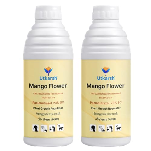 Image of Utkarsh Mango Flower - Paclobutrazol 23% SC, Plant Growth Regulator | Enhances Flowering, Controls Shoot Growth & Improves Fruit Size & Quality | 2 Litre; Pack of 2 of 1 Litre