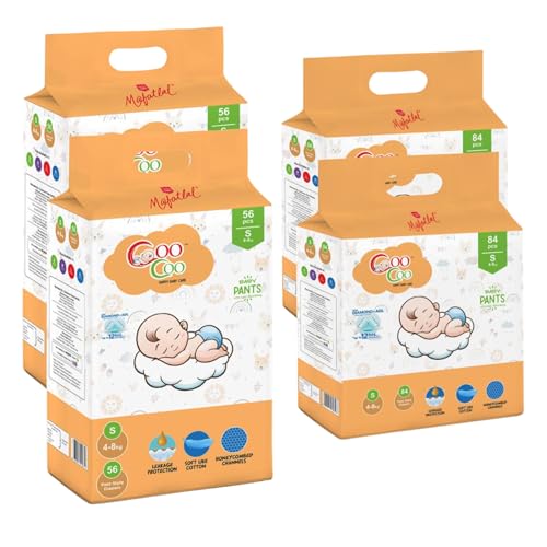 Image of Coo Coo By Mafatlal Extra Dry Baby Pull-Up Premium Diaper Pant, Size S (Small), 280 Count | 4-8 kg | Up to 12 Hrs Protection | Super Absorbent Core | Soft Elastic Waist | Leak Protection
