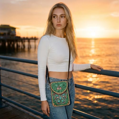 Image of Small Crossbody Bags for Women Designer Cell Phone Bag Boho Shoulder Wallet Purse
