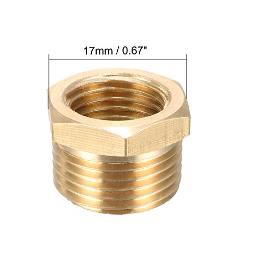 sourcing map Messing Gewinde Rohrverschraubung G3/8 Außengewinde x G1/4 Innengewinde Sechskantbuchse Adapter 2 Stück