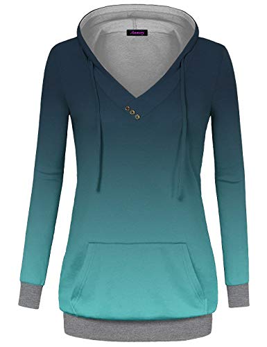 Anmery Hooded Sweatshirt for Juniors Long Sleeve Warm Outwear Plaid Lightweight Sweaters Hoodies