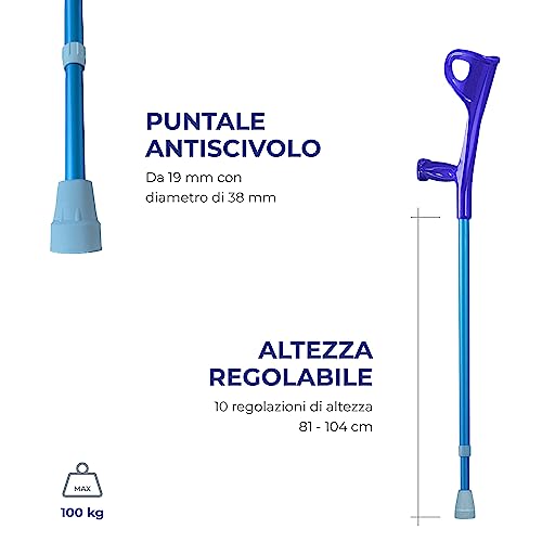 Spes - Coppia Stampelle Canadesi - Stampelle Ortopediche Regolabili In Altezza - Coppia Di 2 Stampelle - Colore Blu/Viola - 2