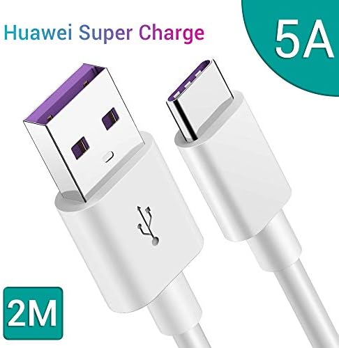 GlobaLink USB C Cable 5A, 40W [1Pack 2m] USB Type C Super Charger Cable USB C to A Charging Cord for Huawei P30, P30 Pro, P20 Lite, P20, P10, Mate 20, 20 pro, 30, 30 pro Mate 10, Honor Play - White