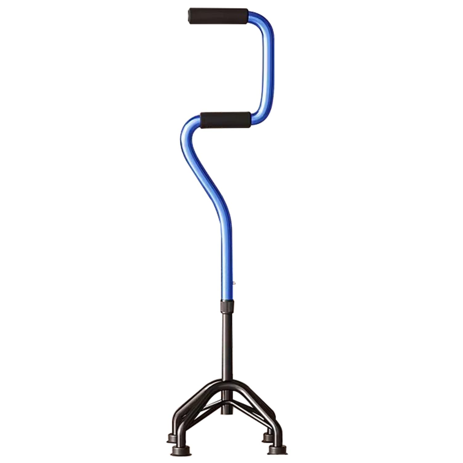Bastón de 4 Patas Ajustable, Bastón Ligero de Aluminio con Base Grande de Cuatro Puntas y Mango Doble Descentrado, Estabilidad Ayuda para Caminar para Ancianos Y Adultos