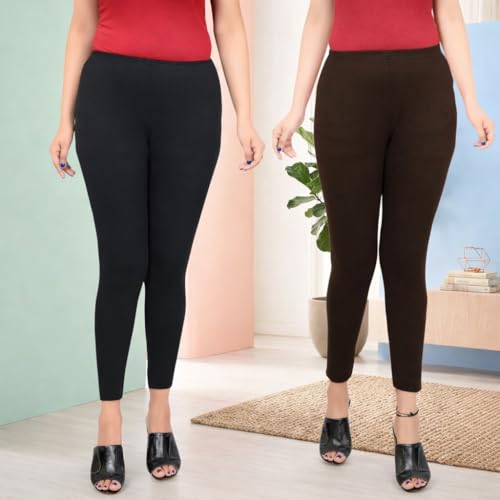 Image of Women Ankle Length Leggings Combo Pack Stretchable Comfortable Slim Fit High Waist Leggings for Women Ankle Length Soft Fabric