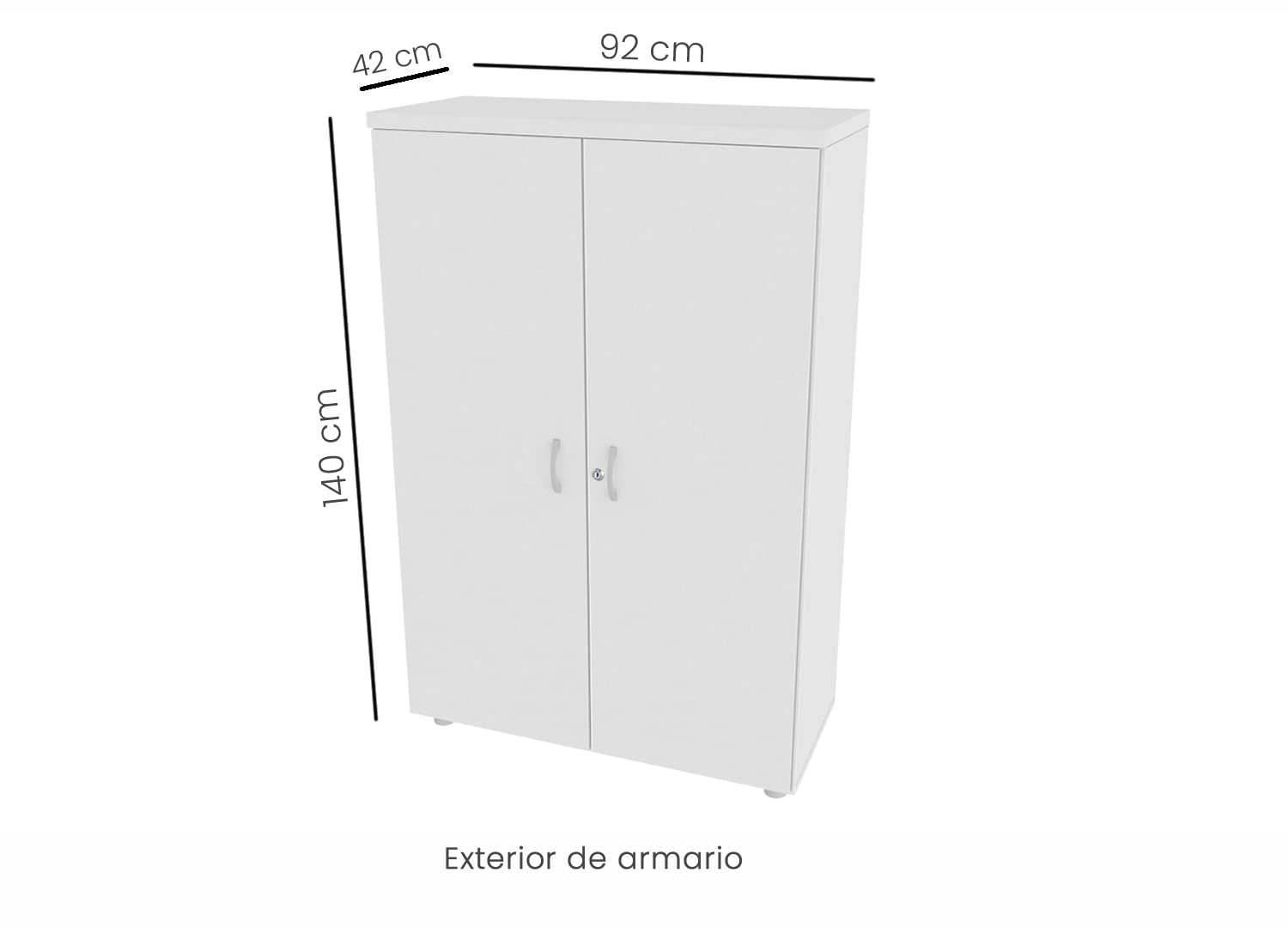 Euromof Armario de Oficina. con Cerradura. 92x42x140 cm. Blanco.