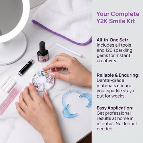 Litinliv Kit Strass Dentaire Professionnel avec 120 Cristaux, Tooth Gem Kit DIY avec Colle Strass Dentaire et Lampe UV, Bijoux Dentaires Étincelants pour Fête, Cosplay et Maquillage Quotidien – vue 5