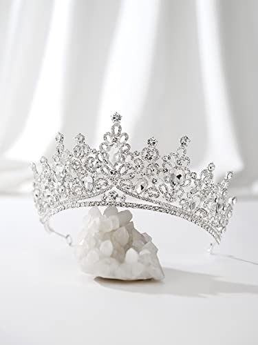 Sweetv Wedding Tiara For Bride, Silver Tiara Crown For Women, Princess Crown Dress Up Diadem, Crystal Costume Hair Accessories For Prom Quinceanera Birthday Pageant Halloween #TOP4